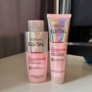 Elvital schampo och balsam  - Elvital schampo och balsam. Schampot väger 180 ml, och från början 200 ml så 20 ml använt. Balsamet väger 113 ml och från början 150 ml, så mer än hälften minst i båda.