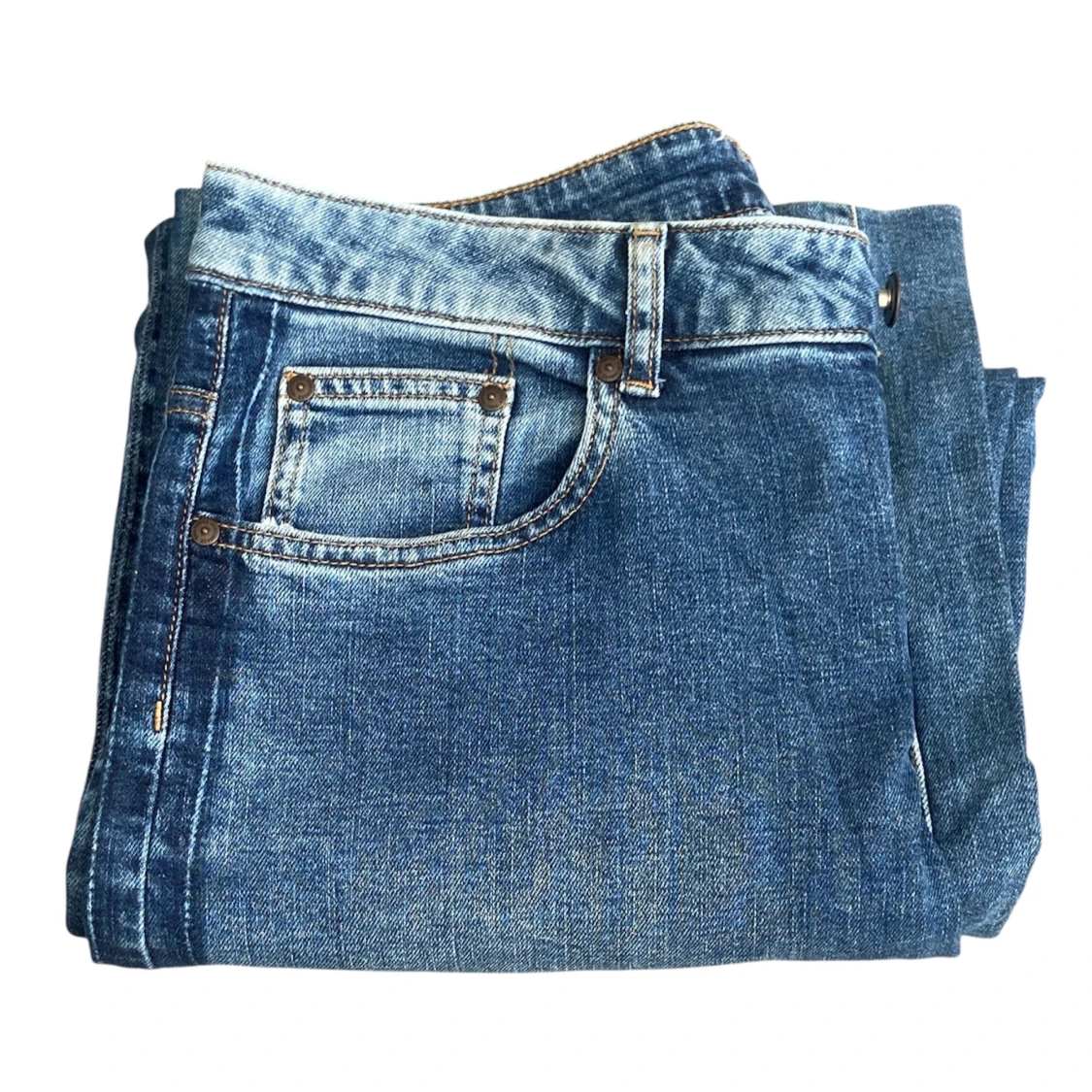 Vintage Blå wide jeans med raka ben - 2