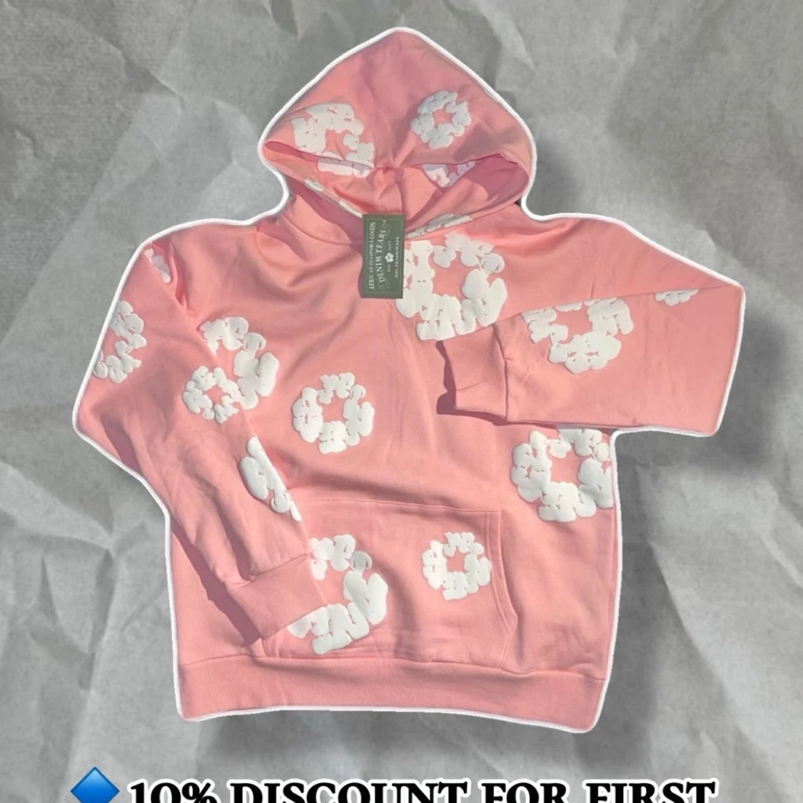 Rosa hoodie med molnmönster