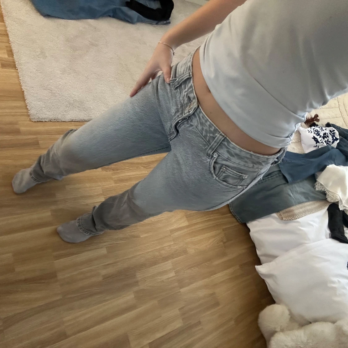 Ljusgråa Low waist jeans - 1