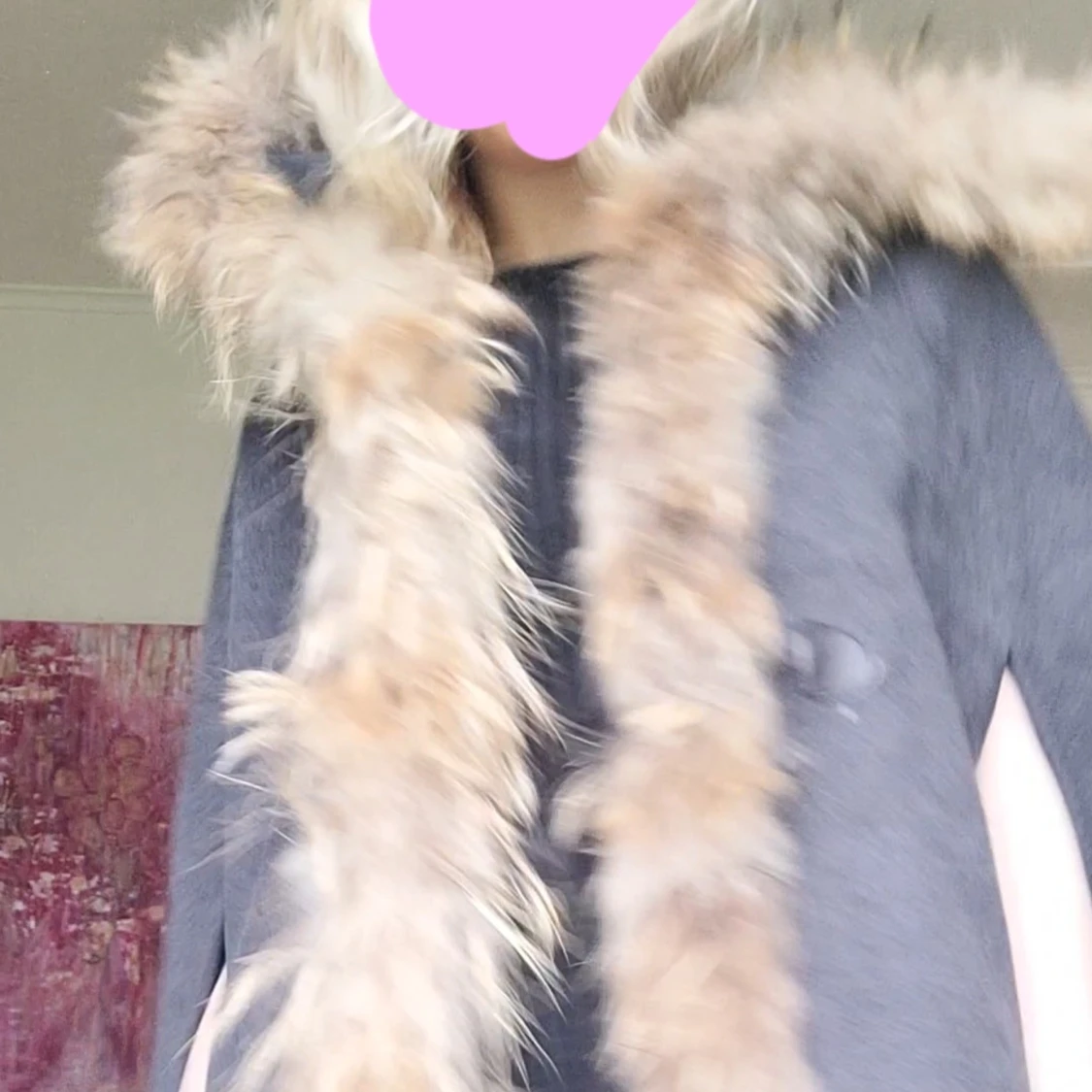 Grå cape med pälskanter - 3