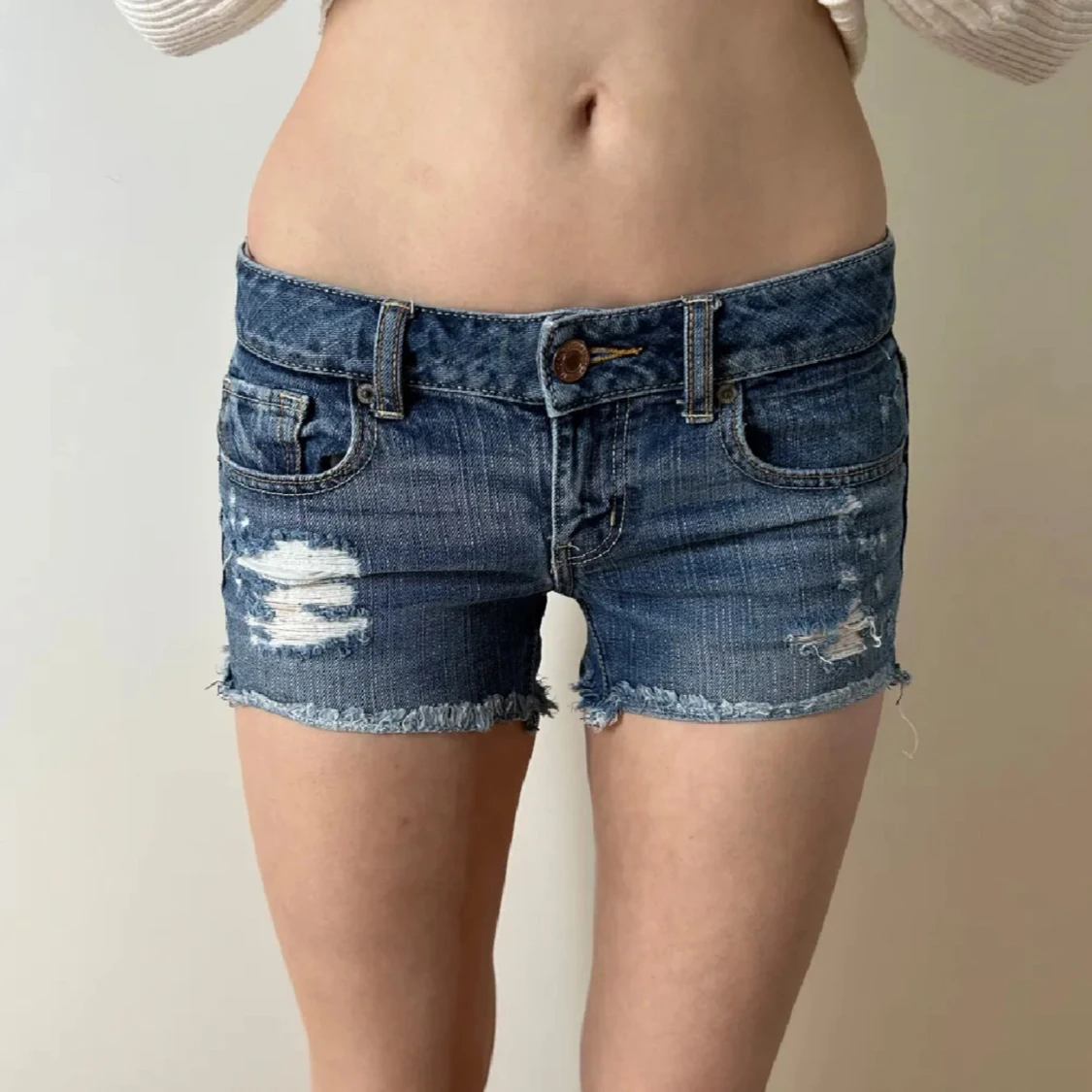 Lågmidjade jeansshorts med hål American eagle vintage 2000s  - 1