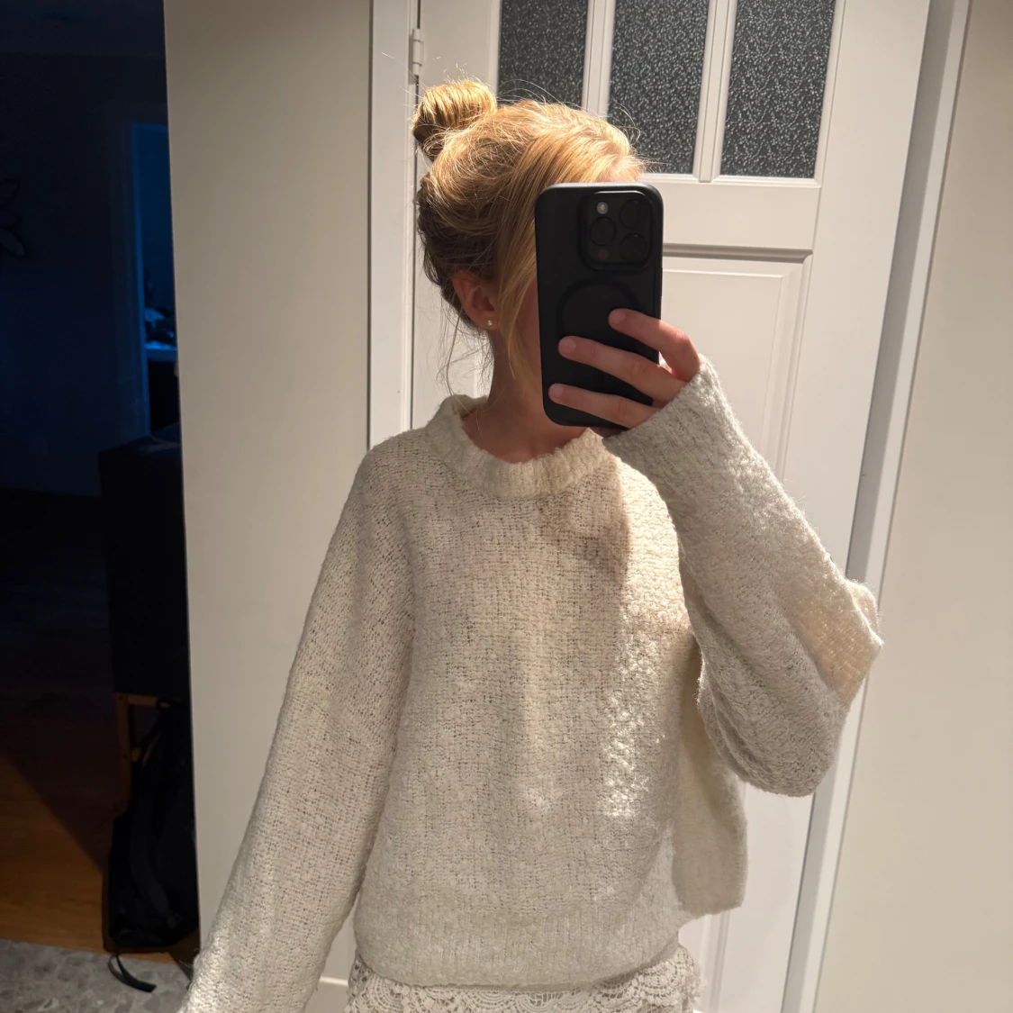 Vit stickad tröja med loose fit