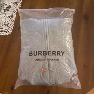 Grå Burberry hoodie drabbar kedja - Grå Burberry hoodie med klassisk huva. Helt ny köpt för 1 vecka sedan. Storlek L i barnstorlek så skullle passa en S-Xs i vuxen. Kommer från ett pälsa och rökfritt hem. Kan förhandla priset vid snabb affär. För ytligare frågor lägg till: Certefied_Berbe på Snapchat