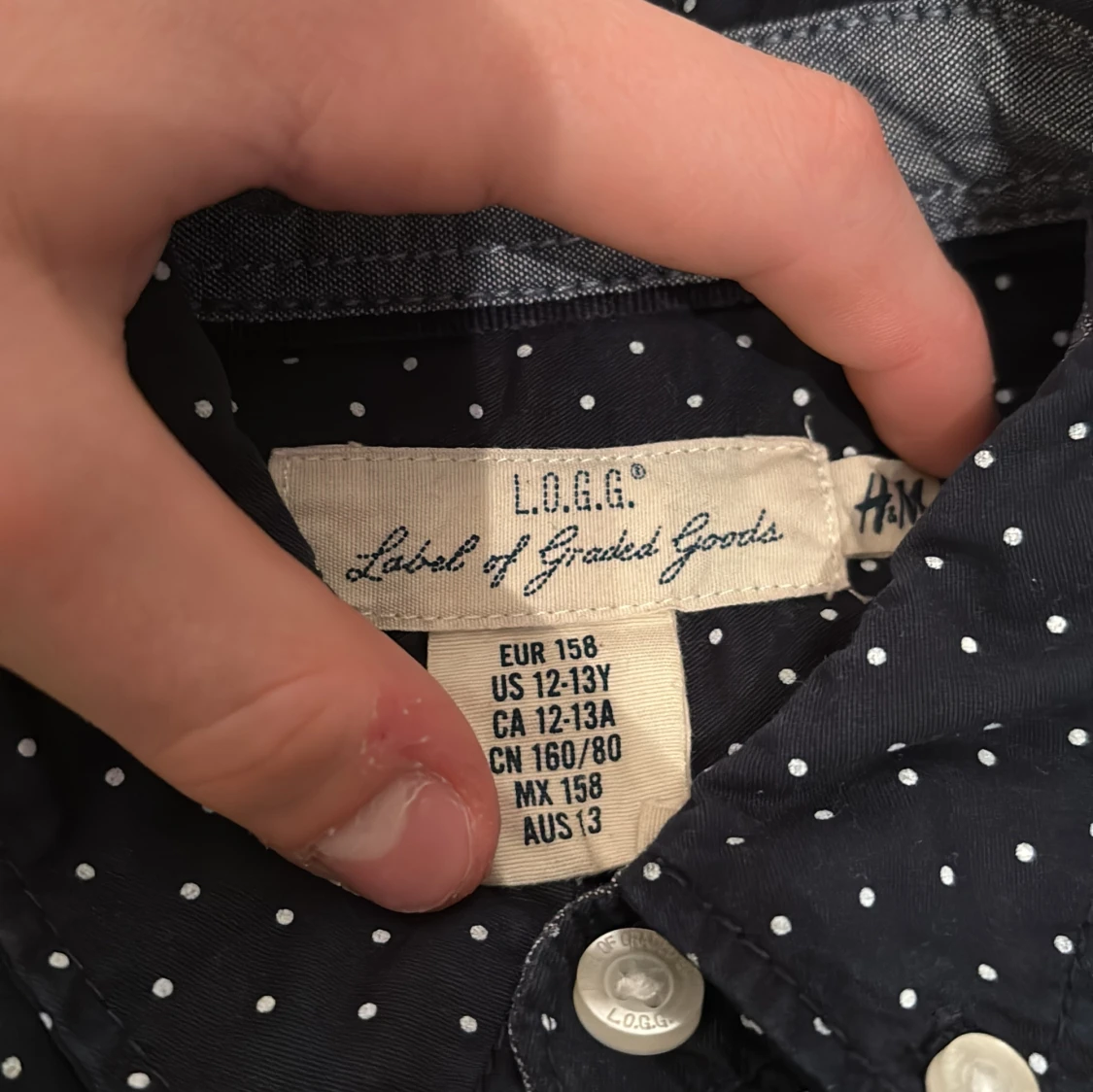 Mörkblå prickig skjorta från L.O.G.G. - 2