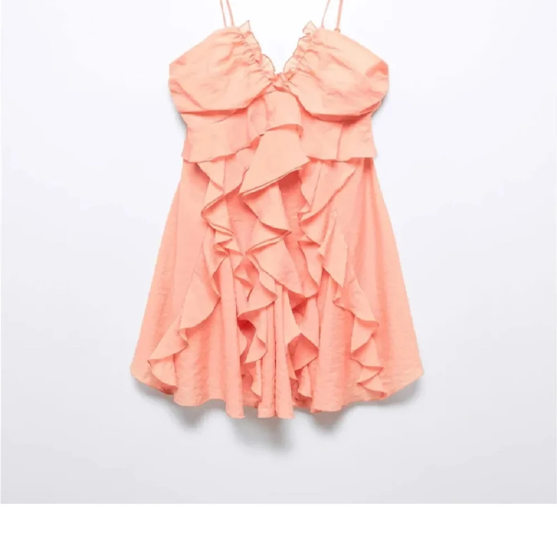 Korall volang klänning- mango