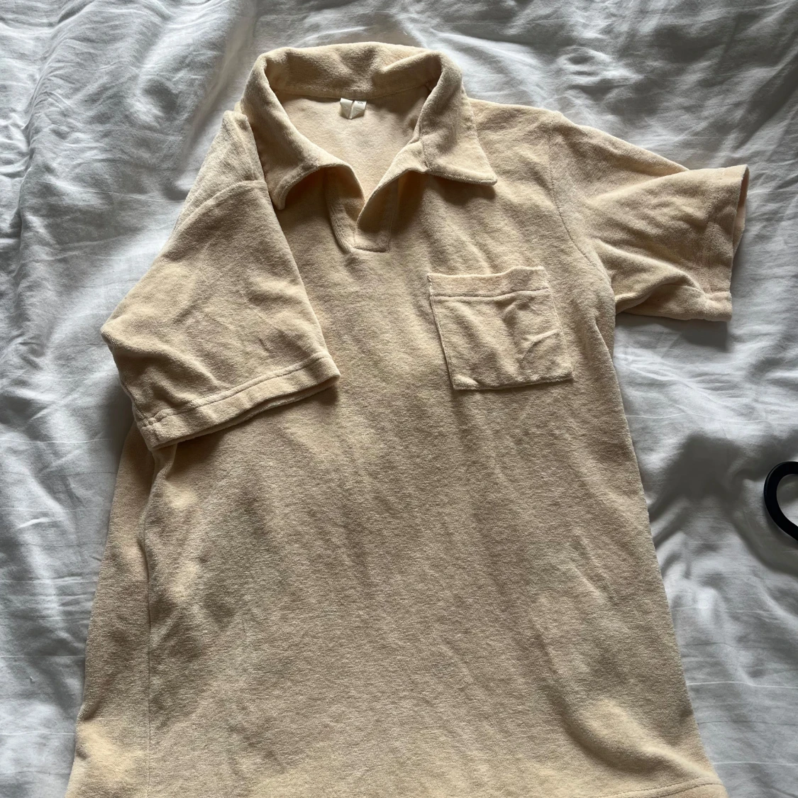 Beige pikétröja i frotté, stl S - 1