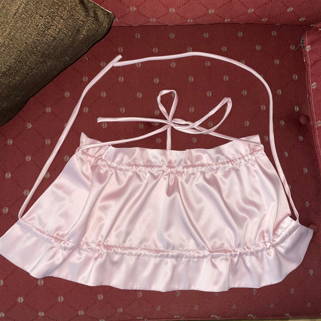 Ljusrosa satin halterneck linnetopp - 1