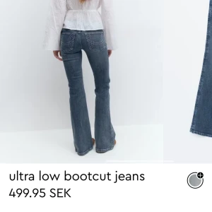 Ultra low bootcut jeans - Säljer dessa skitsnygga jeans!! Helt oanvända, endast testade. Säljer för att jag har ett par exakt likadana fast i en annan storlek!! Det är Ultra low waist jeans från gina. Nypris 500kr. Skriv om du har någon fråga💕💕