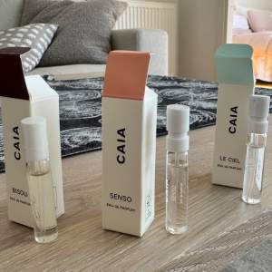 Upptäck dofter från CAIA: Bisou, Senso, Le Sour och Le Ciel. 2ml i varje enligt förpackning. Provat endast en spray av dessa. Nypris 225:- (obs en saknas)