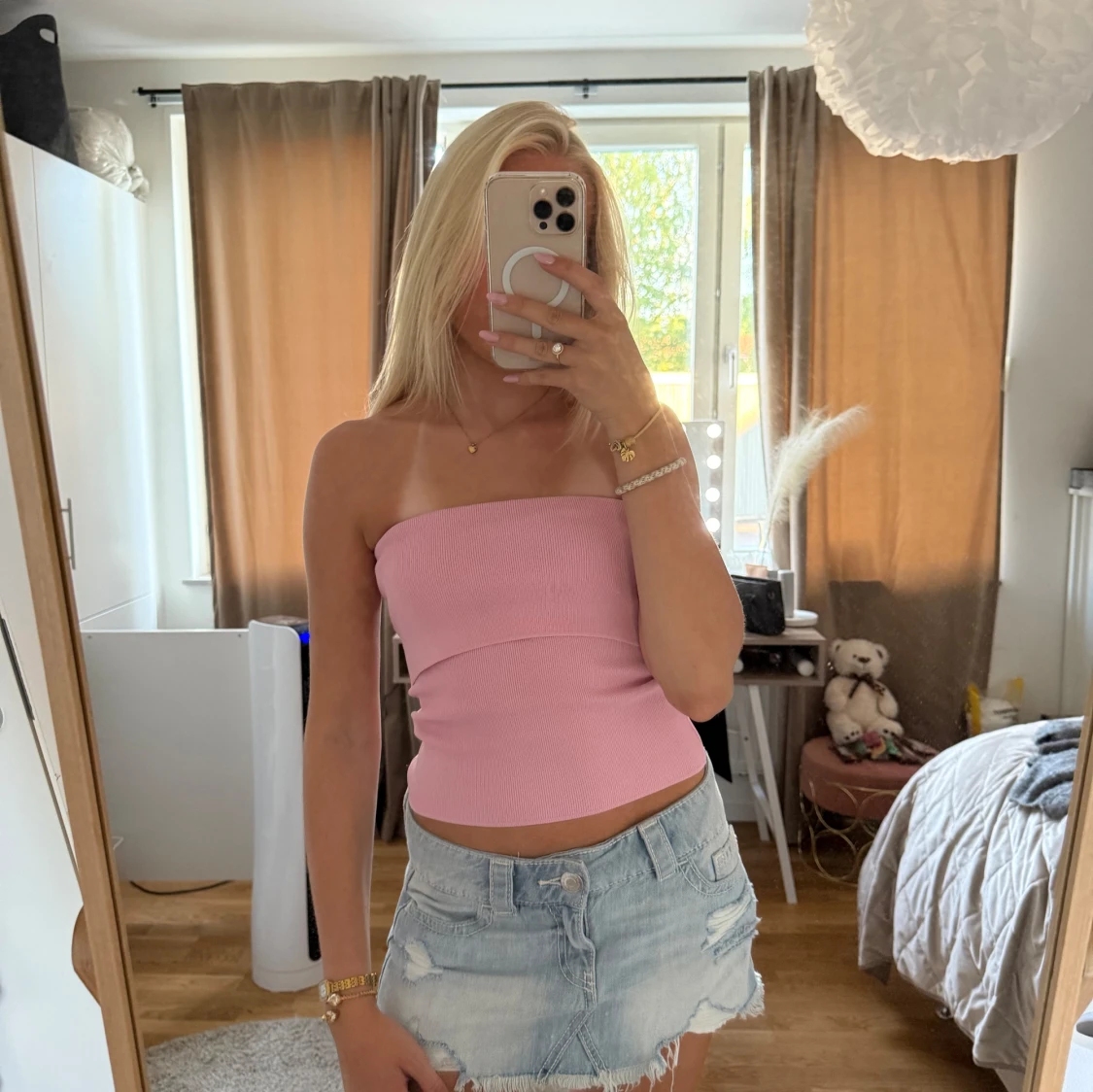 Ljusrosa bandeau tubtopp