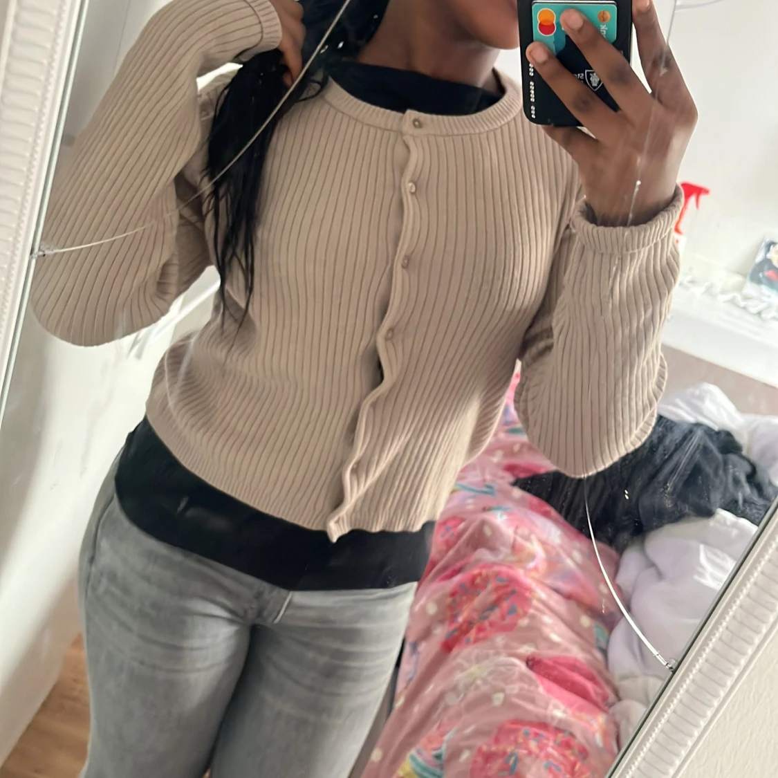 Beige ribbad kofta från 157 - 3