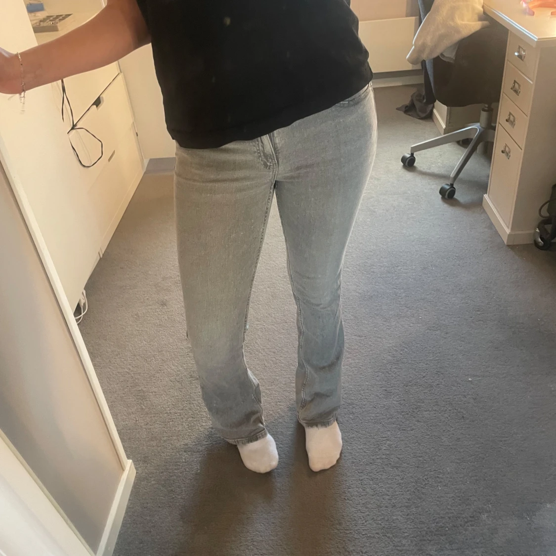Ljusgrå midwaist bootcut Jens 