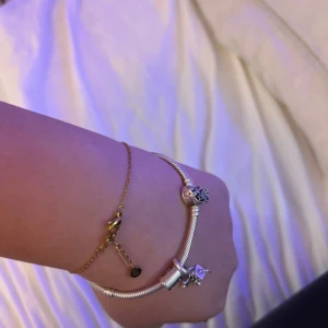 Silverarmband med berlocker från Pandora - Säljer ett jätte fint silverarmband från Pandora. Det är i jätte fint skick och har inga defekter. Jag köpte det i januari men säljer pga att jag inte använder silversmycken. Nypris: ca 2100kr. Pris går alltid att diskutera❣️