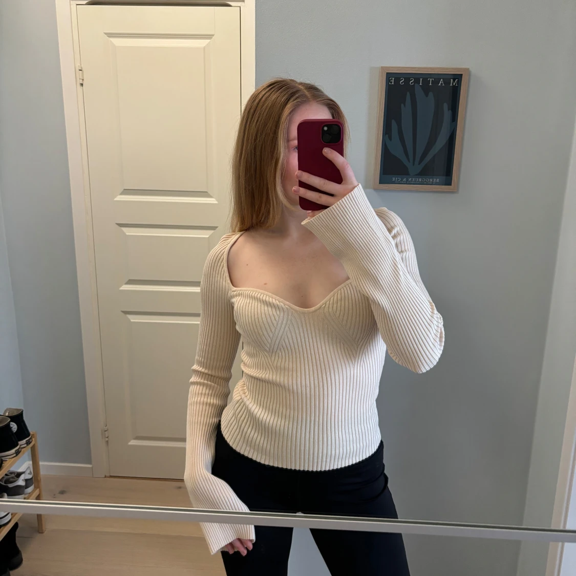 Beige långärmad topp