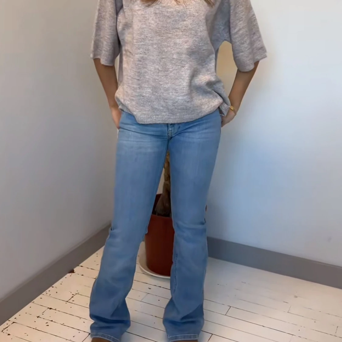 Beige stickad tröja