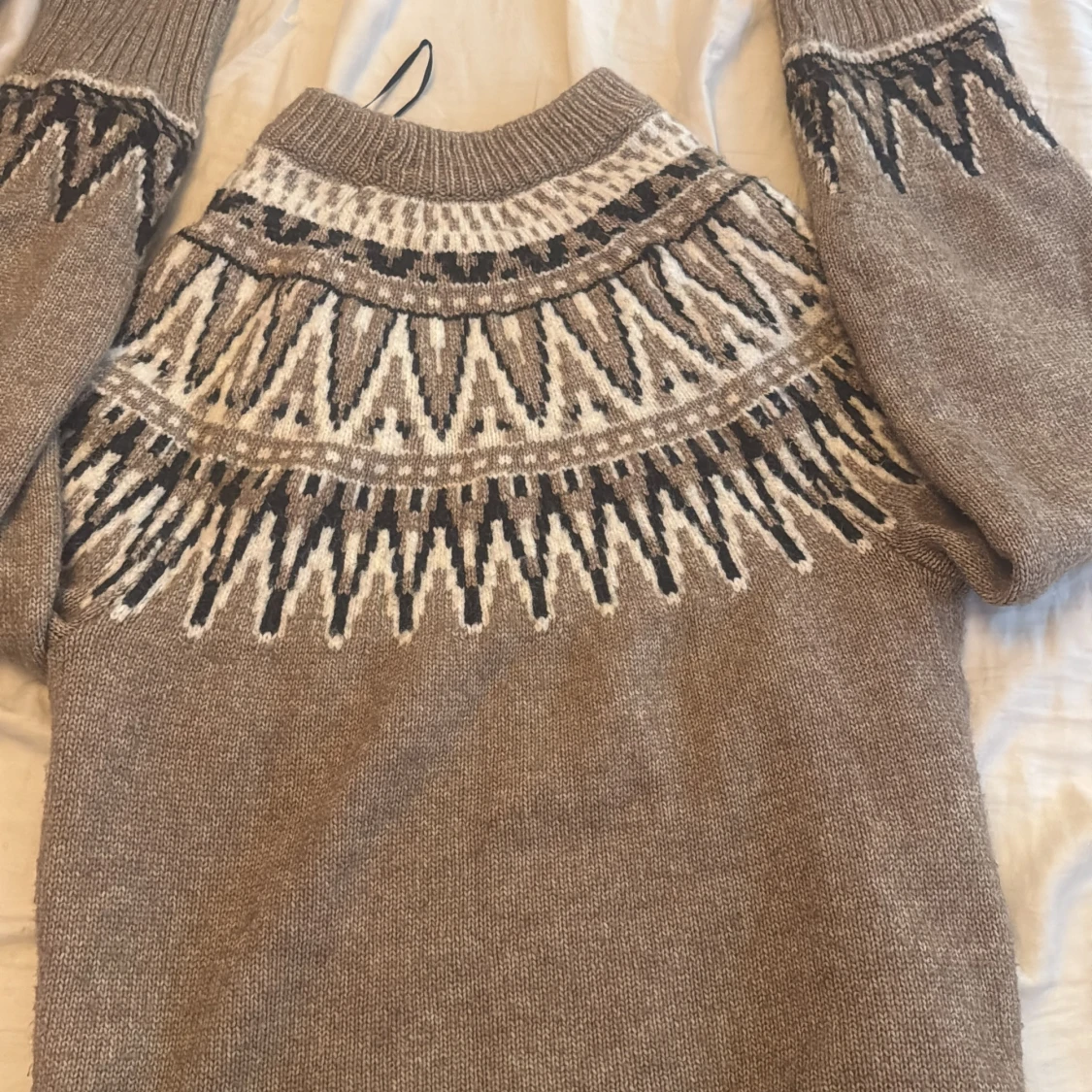 Beige stickad tröja med mönster H&M - 1