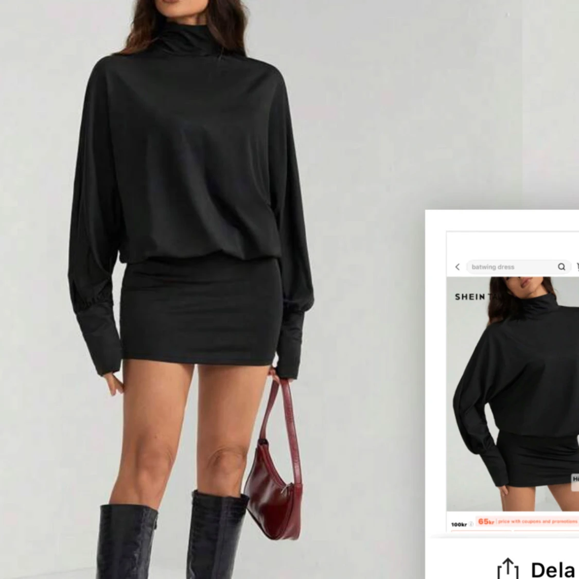 Svart kort klänning med öppen rygg - 3