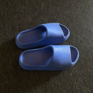Yeezy slides - Blåa yeezy slides i storlek 45 kan passa 44 också inget täcken på slitage bara lite smutsiga men rengörs innan köp pris kan diskuteras