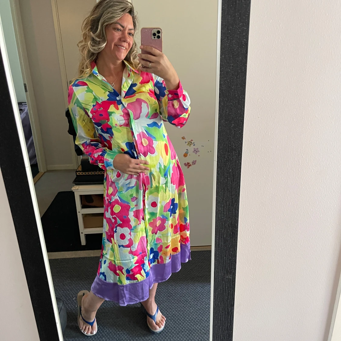 Färgglad blommig långklänning - 3