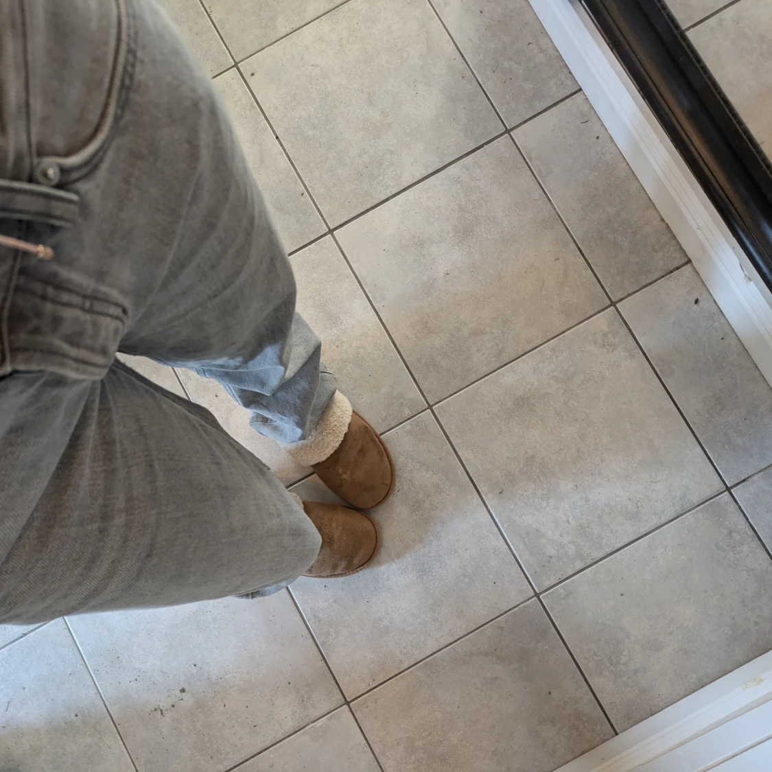 Low rise gråa jeans