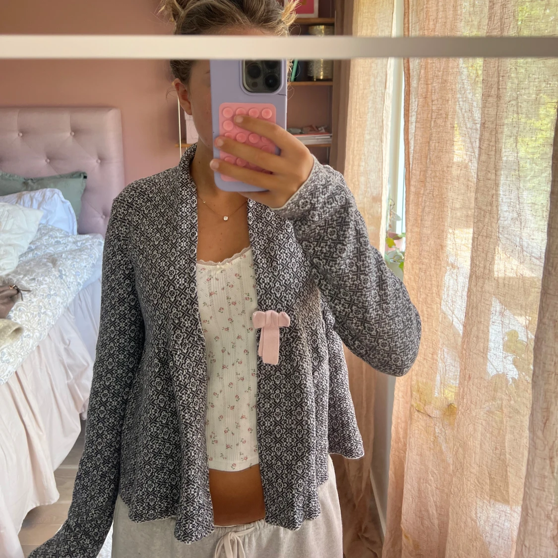 Odd Molly Mönstrad cardigan jacka med rosett - 1