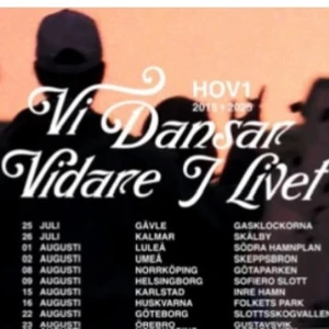 Vi Dansar Vidare I Livet -  jag säljer tre stycken hov1 biljetter till Hov1 konsert i helsingborg, sofiero, den 9 augusti! Jag säljer en för 600 kr och 3  stycken för 1600 kr, pris kan diskuteras! 
