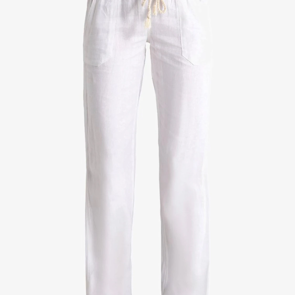 Vita linnebyxor med snörning