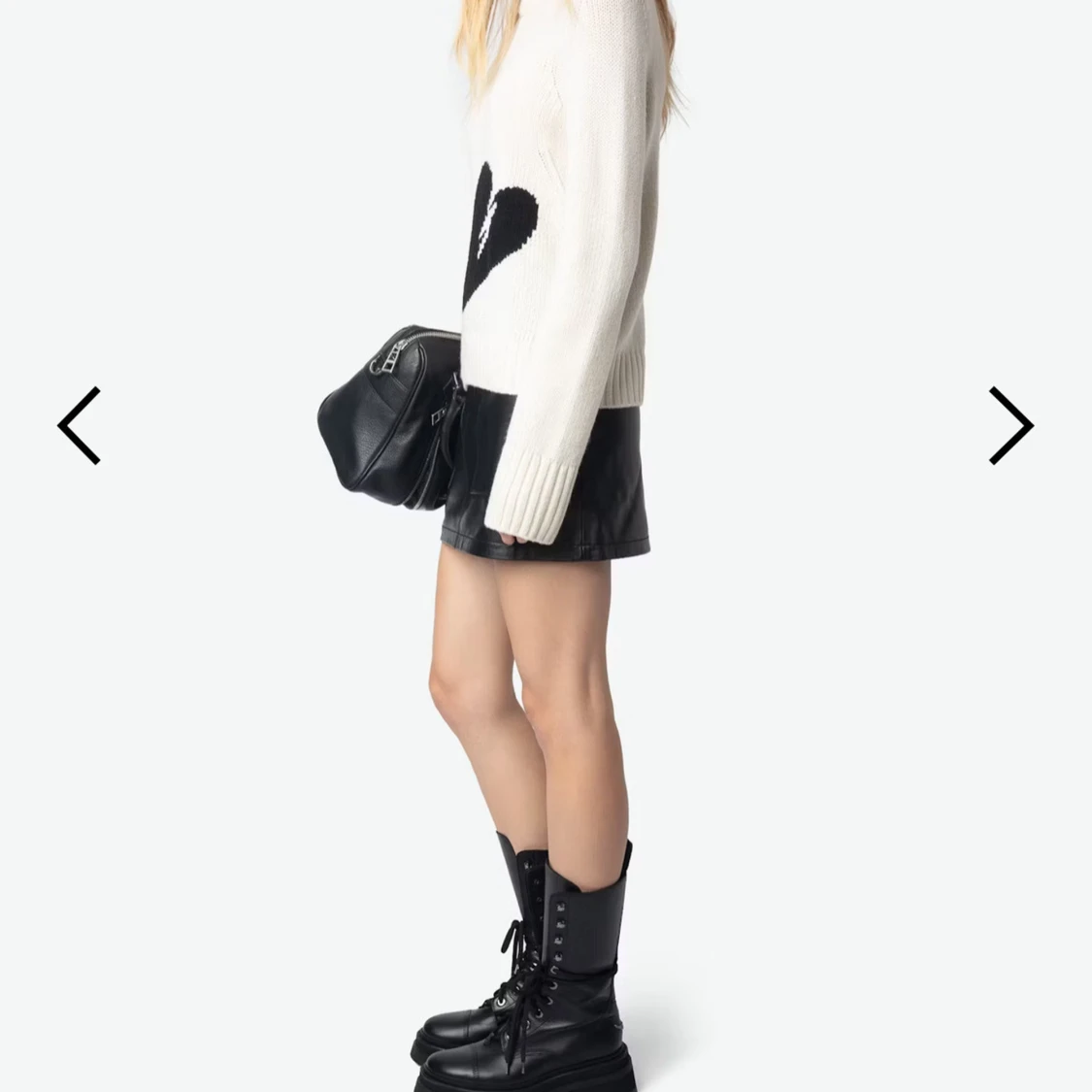 Vit stickad tröja med hjärtmotiv - 3