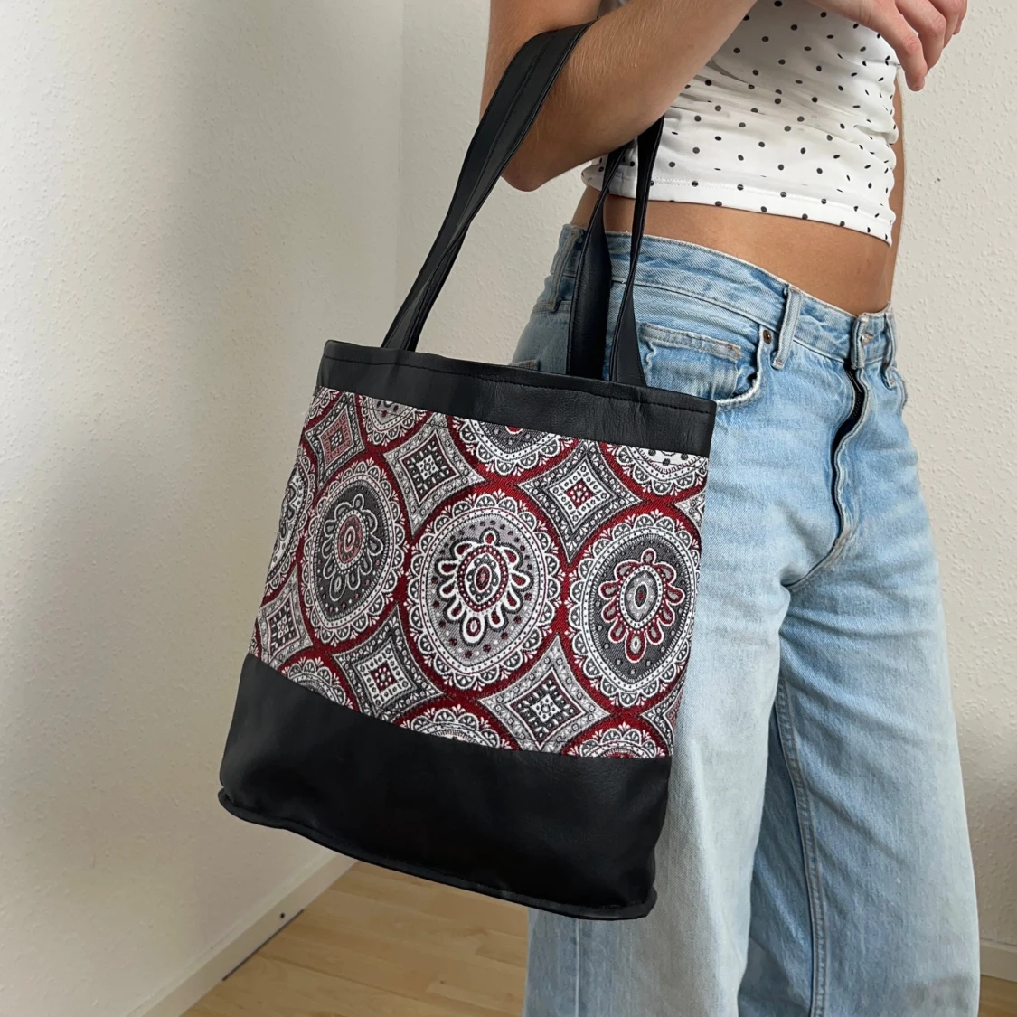 Mönstrad shoppingbag