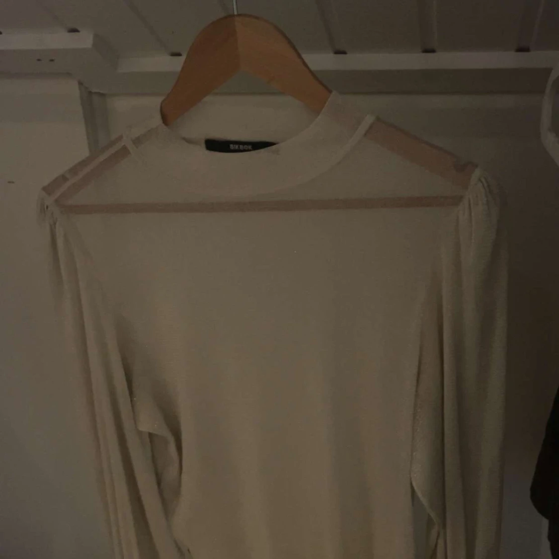 Glittrig beige långärmad topp Bik Bok