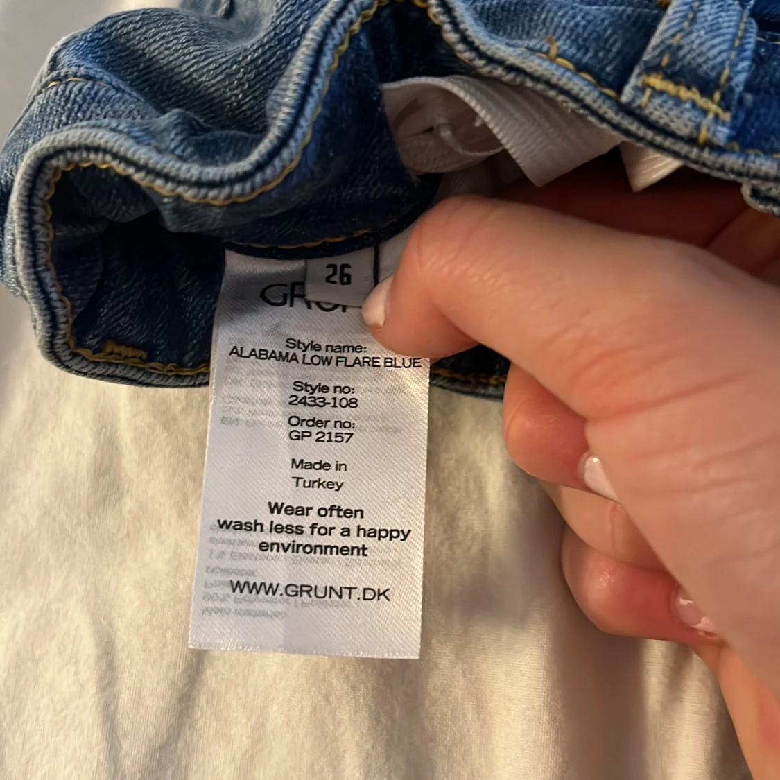 Blå bootcut jeans från Grunt, stl 26 - 3