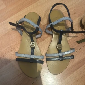 Svart och grå sandaler från Cavalli - Snygga sandaler från Cavalli i svart och grått med justerbara remmar. Perfekta för sommardagar med en stilren design och bekväm passform. Säljer då dom inte används