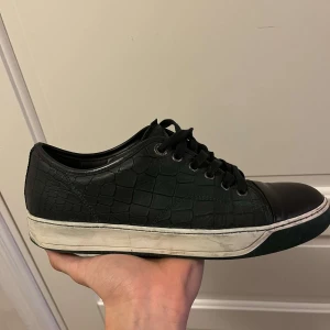 Lanvin svarta sneakers - Snygga svarta sneakers från Lanvin med krokodilpräglat mönster. Skorna har en rund tå och snörning framtill. Perfekta för en stilren look.