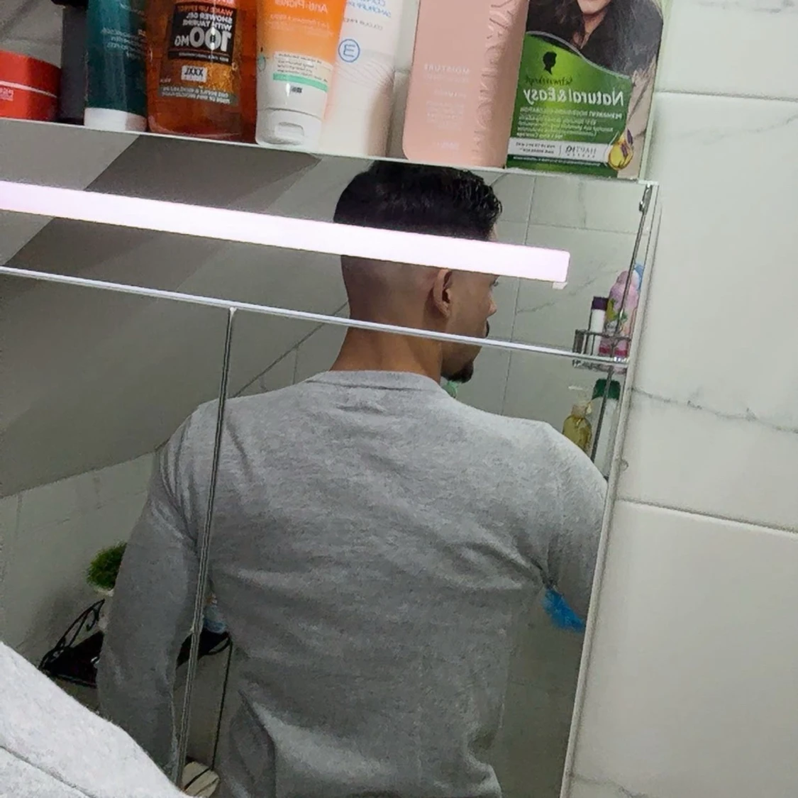 Grå långärmad tröja i bomull - 1