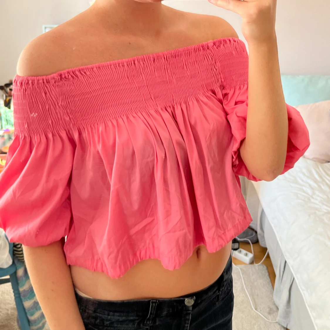 Rosa off shoulder topp från zara