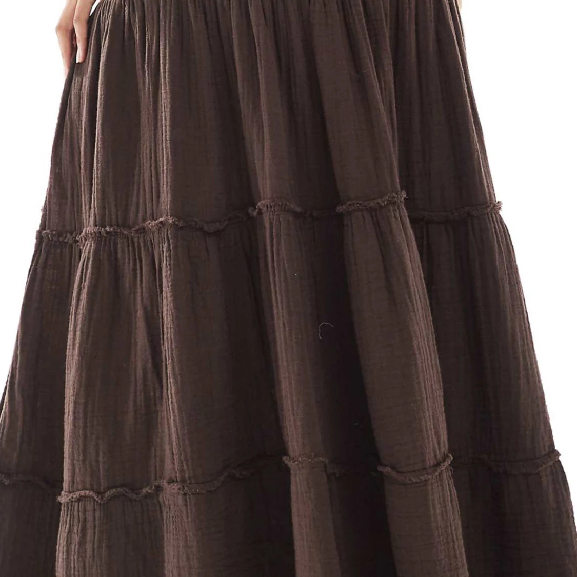 Brun långkjol med slits - 1