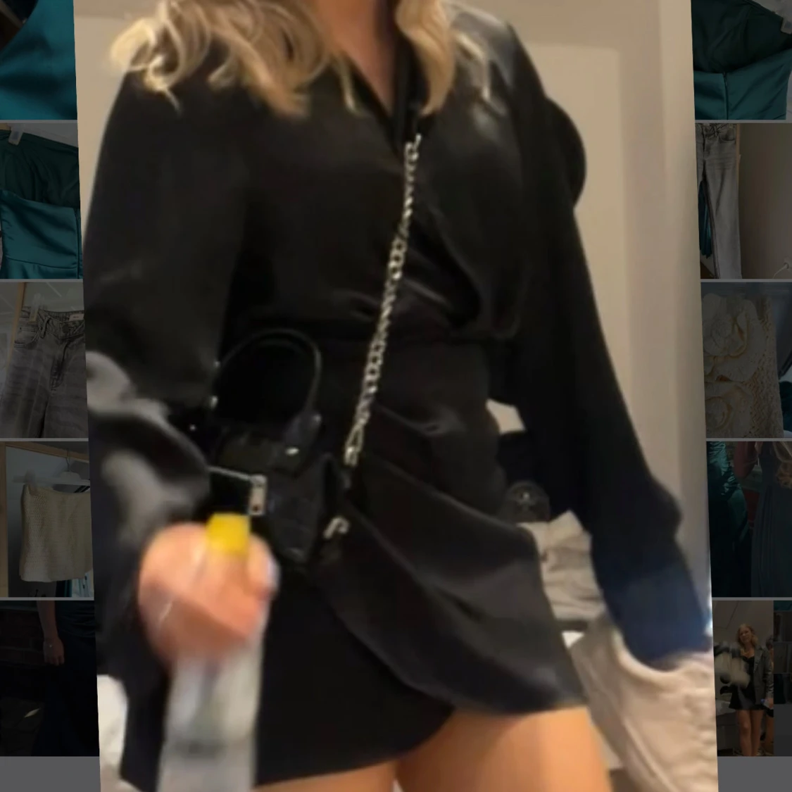 Svart omlottklänning i satin från Zara - 4