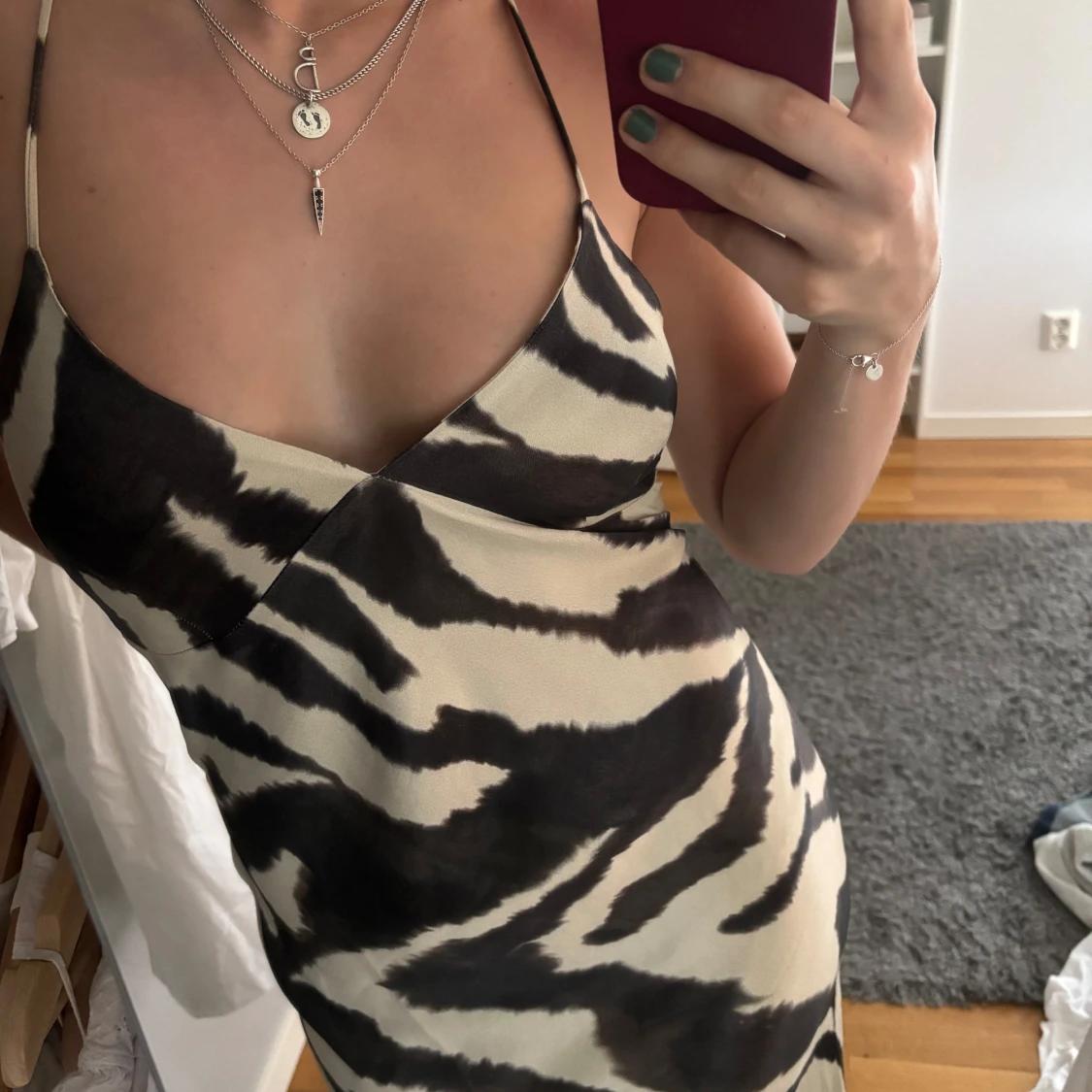 Zebramönstrad långklänning 