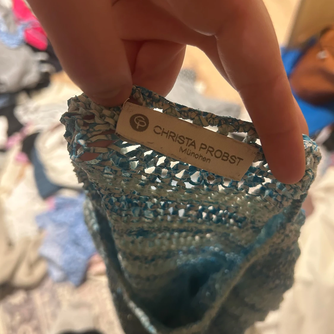 Blåmelerad stickad tröja från Christa Probst - 1