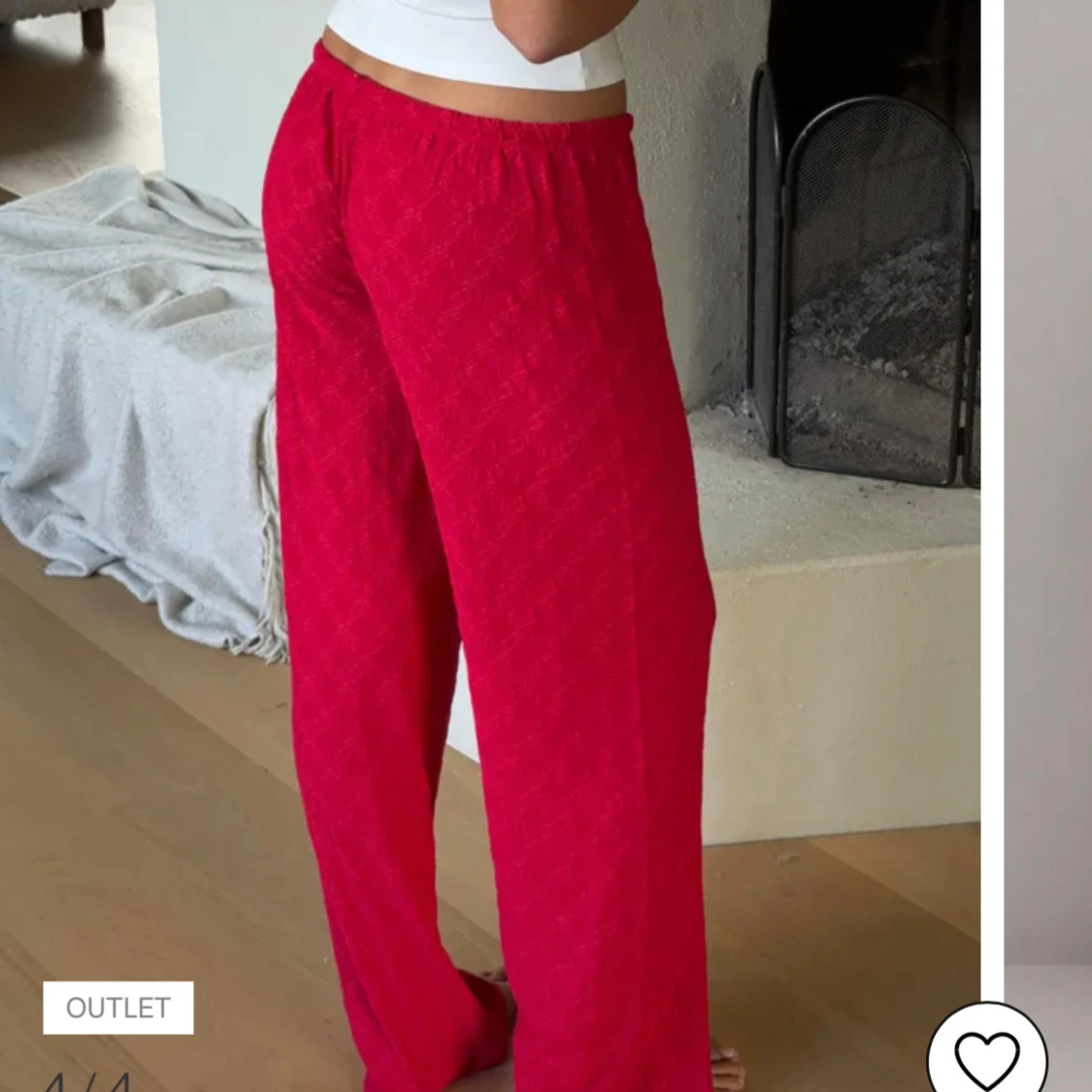 Röda vida byxor med snörning - 2