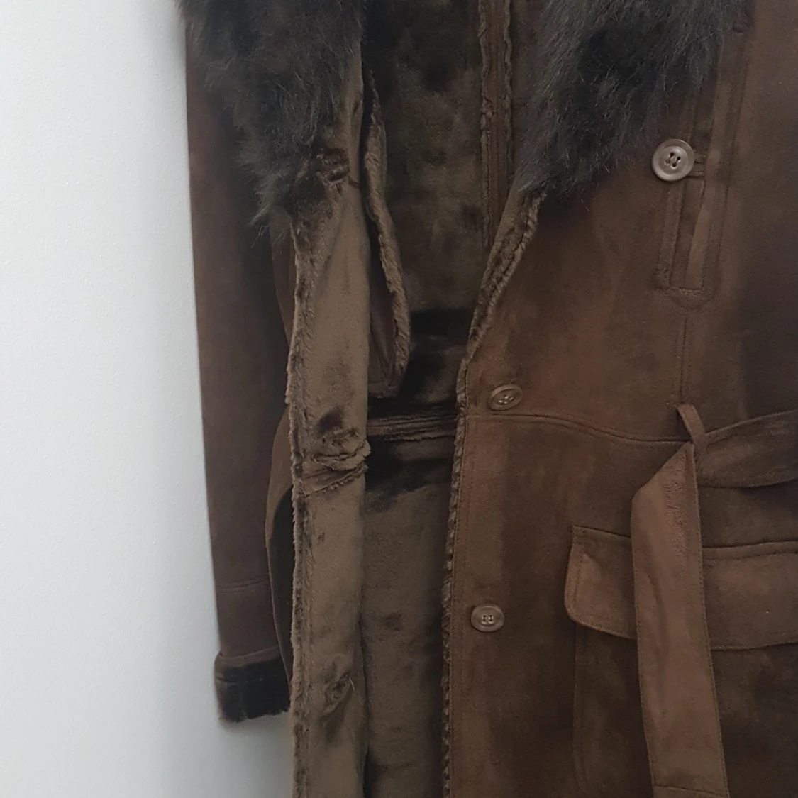 Brun mocka kappa med fuskpäls - 1