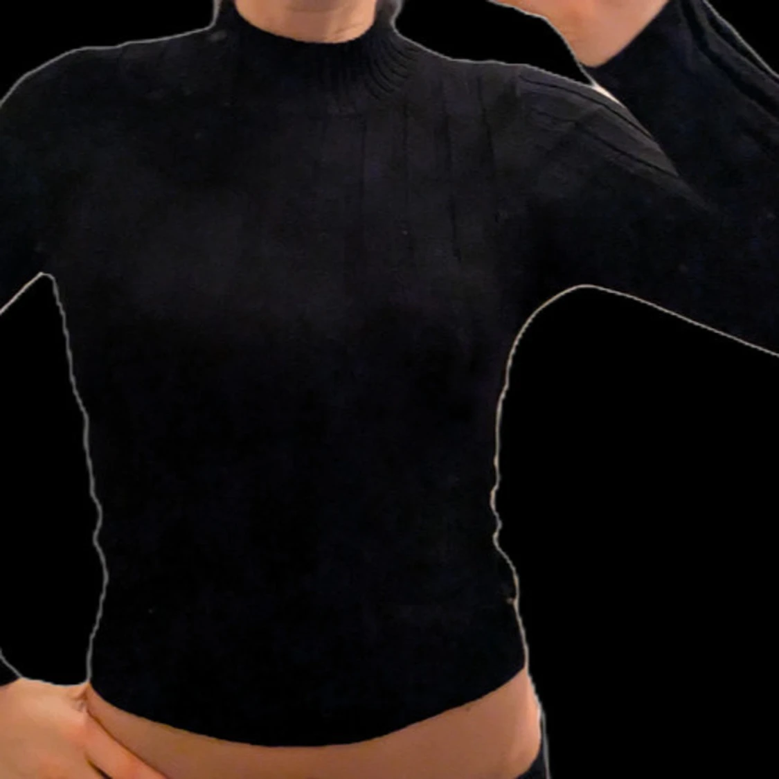 Svart ribbad polotröja - 1