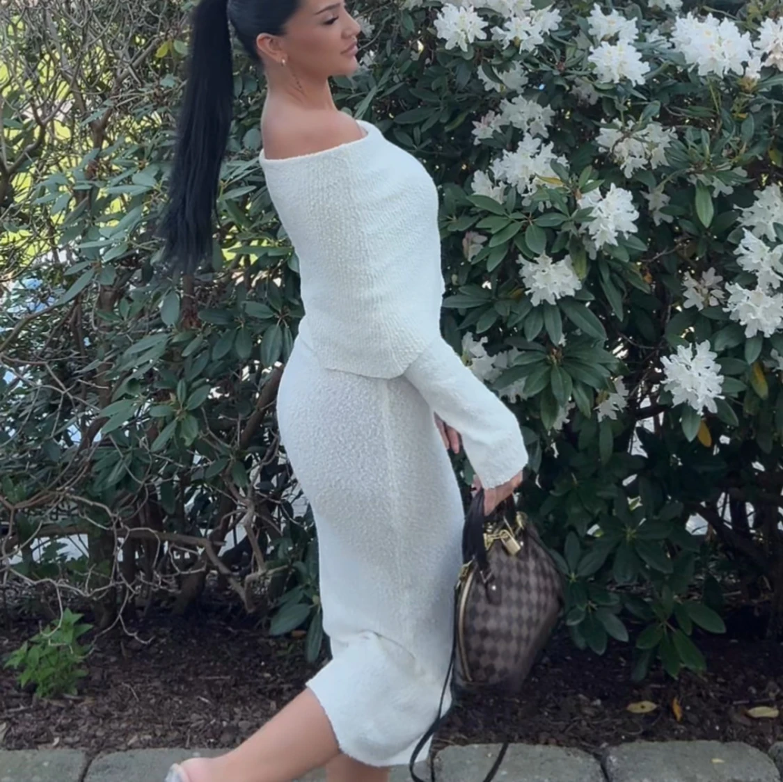 Vit offshoulder långklänning - 1