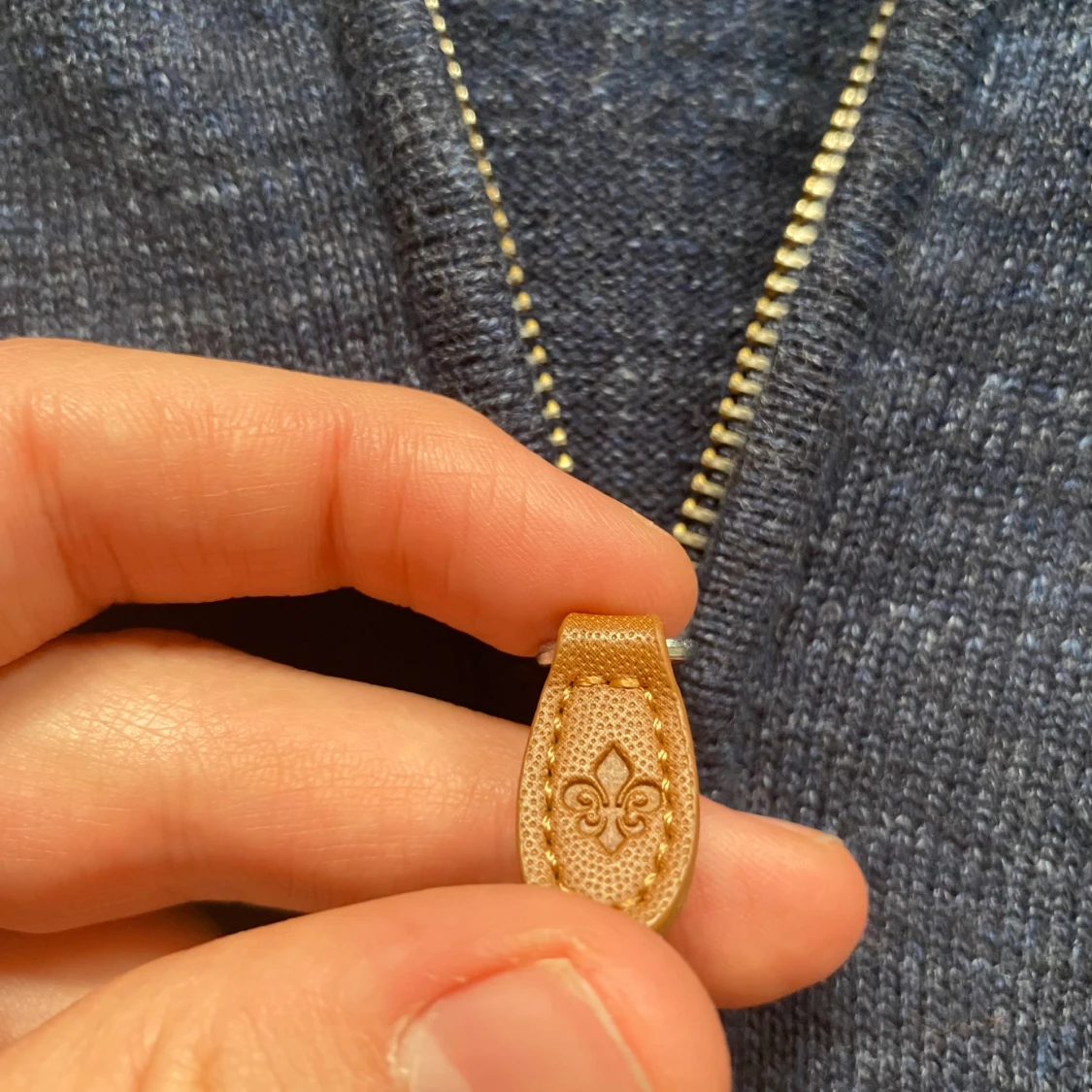 Marinblå stickad tröja med dragkedja från Morris - 4