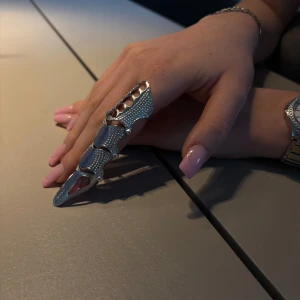 Silverfärgad helfinger ring i flera delar - Säljer en unik och cool ring i silver som täcker hela fingret. Pris går att diskutera 