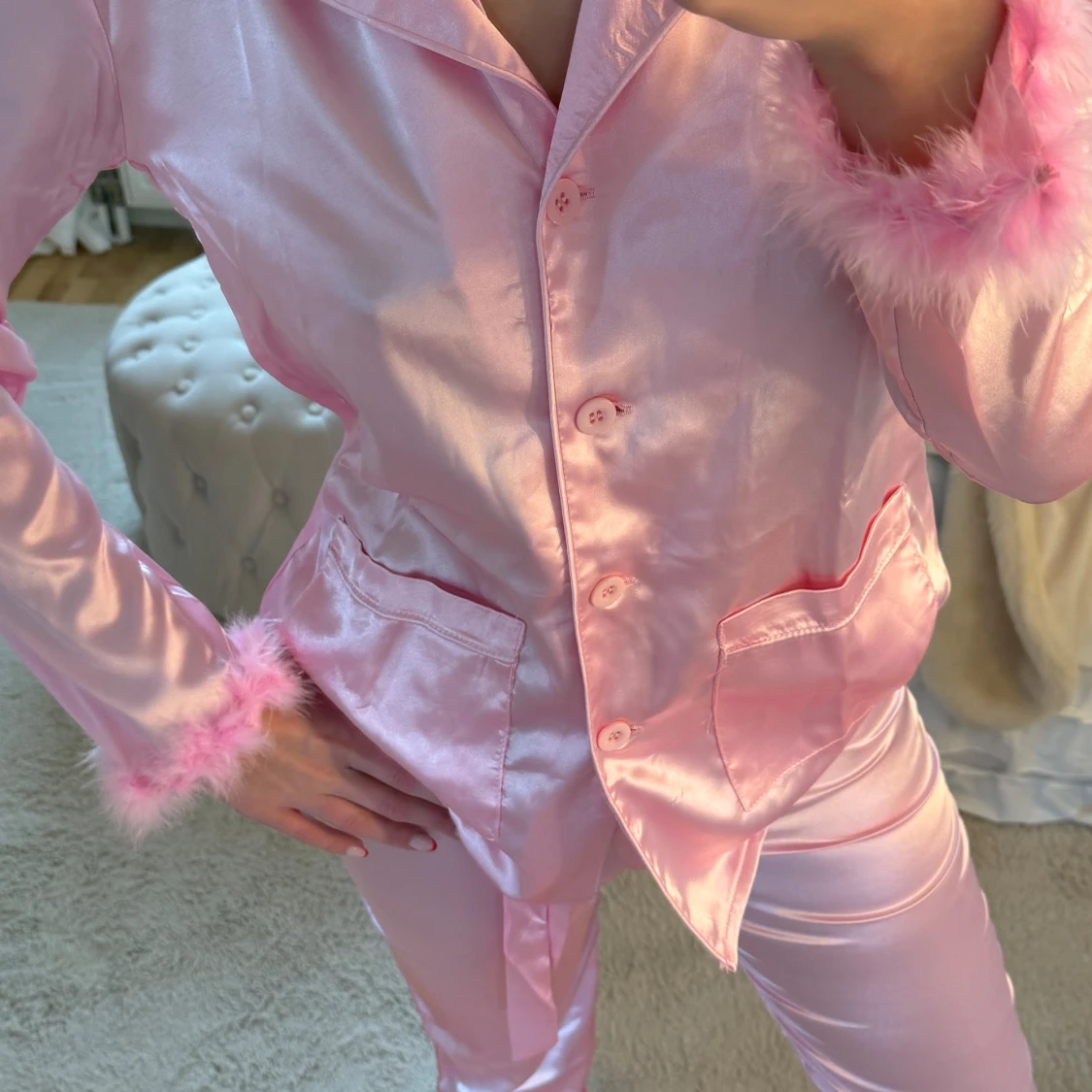 Rosa pyjamas med fjädrar  - 1