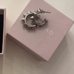 Edblad Peak örhängen - Coola silvriga hoops från Edblad med spetsiga nitar runt hela ringen. Perfekta för dig som vill ha en edgy och unik stil. Säljes i originalask.