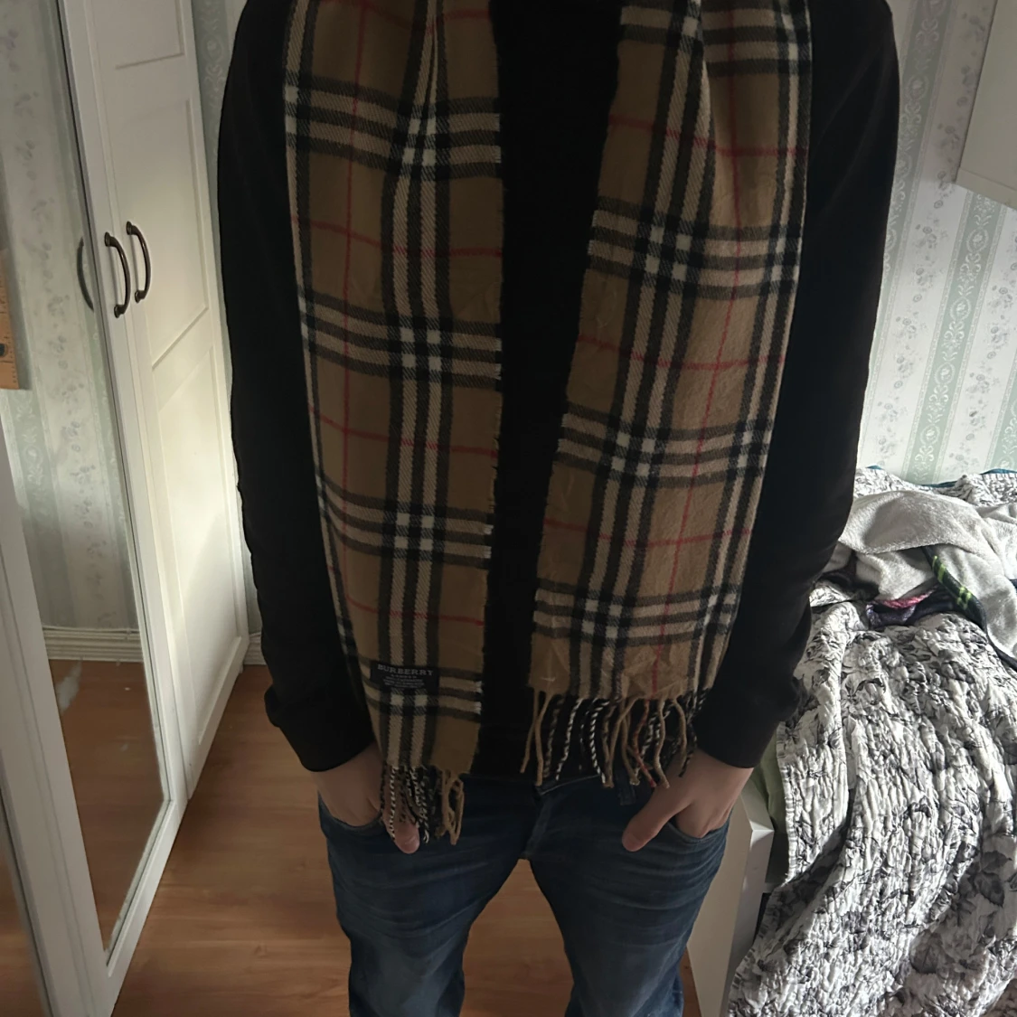 Beige rutig halsduk från Burberry - 3