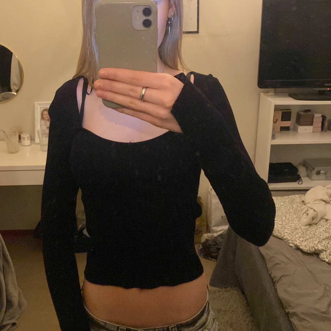 Svart ribbad topp från Gina Tricot